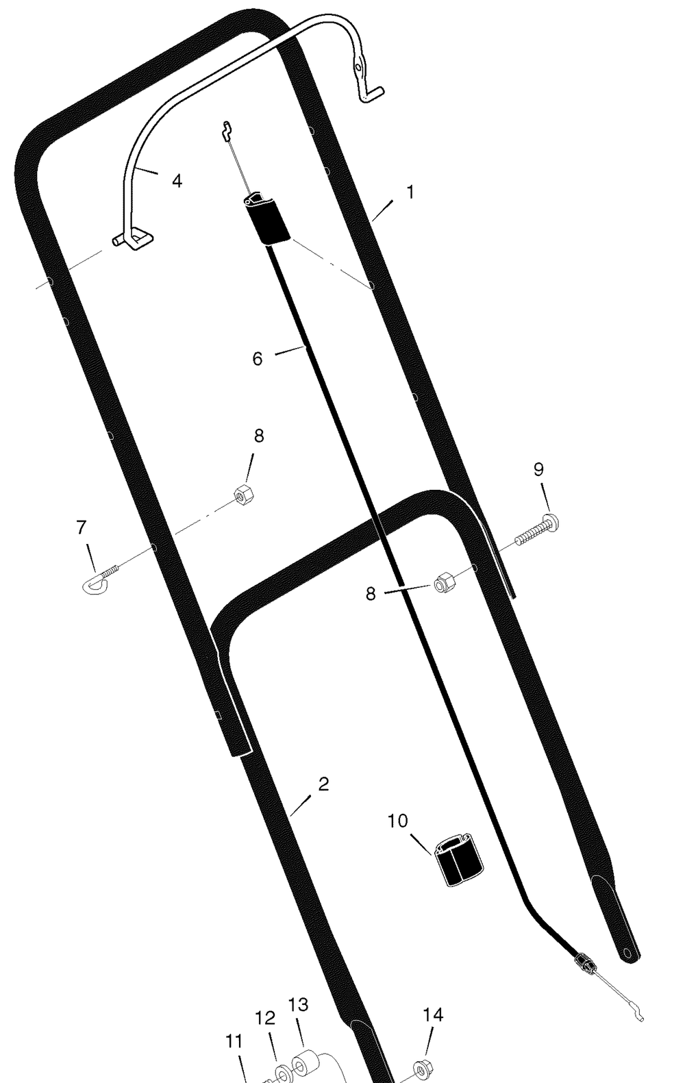 Handle And Bag Assembly Diagram and Parts List for 201030X78B 2005 Briggs and Stratton Lawn Mower